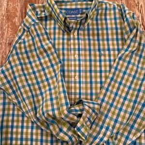 Coast Men's Casual Checkered Shirt - Blue and Green